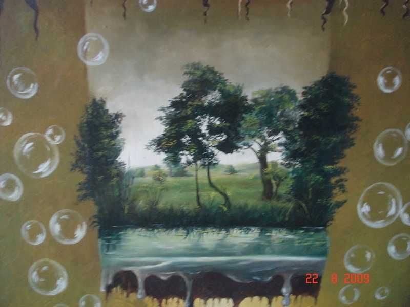 Obraz Ryszarda Rosińskiego (fantasy, surrealizm) olej, płótno