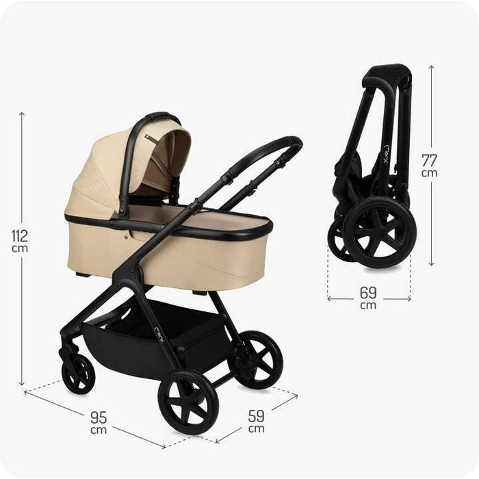 Nowy Wózek Spacerowy Gondola 2w1 Beżowy Adaptery torba akcesoria