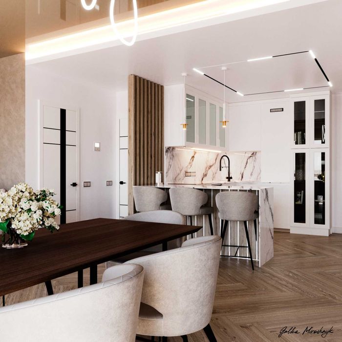 Дизайн інтер'єру, візуалізація+креслення, авторський супровід.