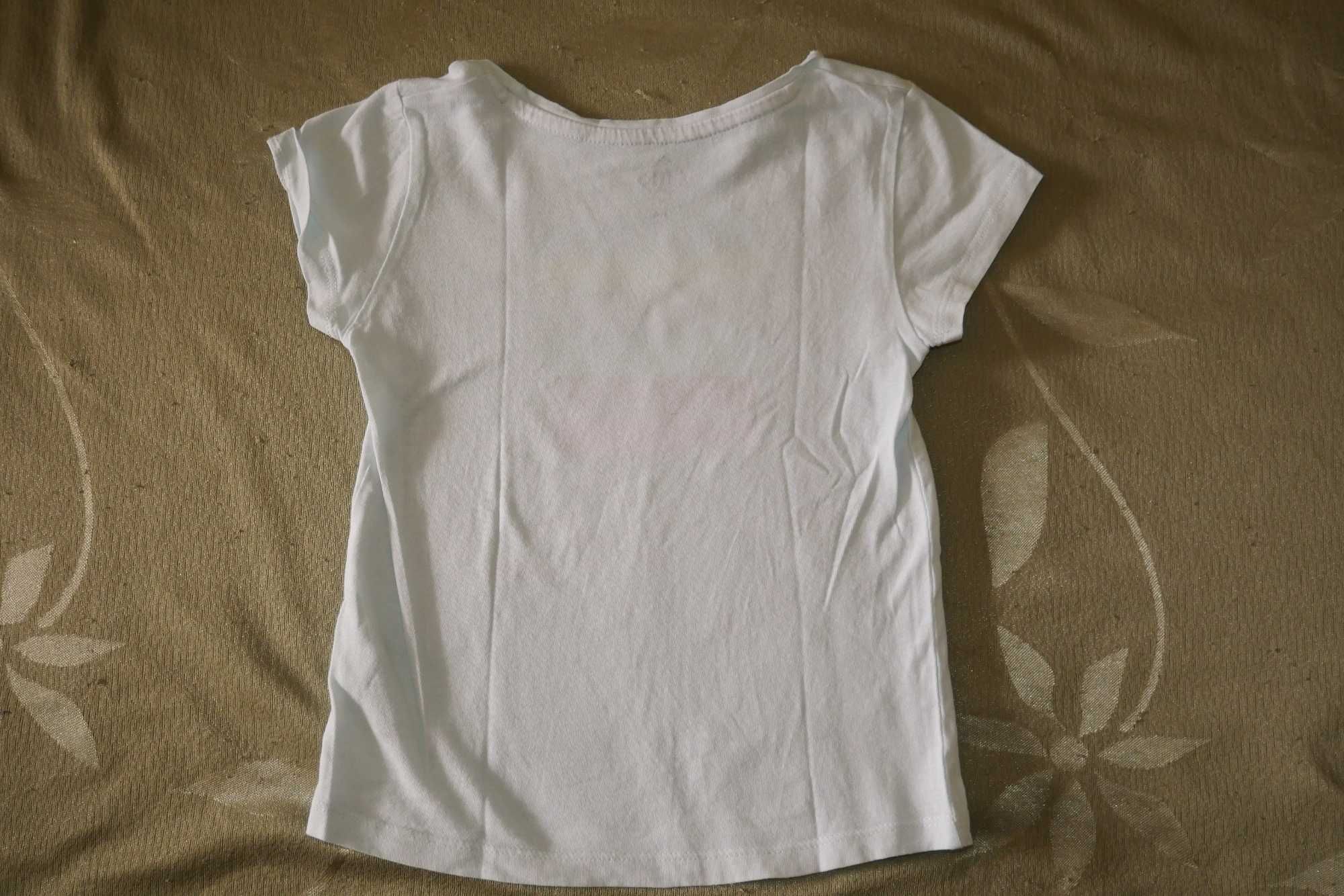 Bluzka bluzeczka tunika top kr rękaw biała brokat lody 98 / 104