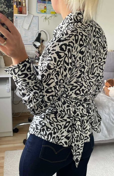 Damska wzorzysta bluzka koszula Jones New York jedwab wiskoza rozm.S-M