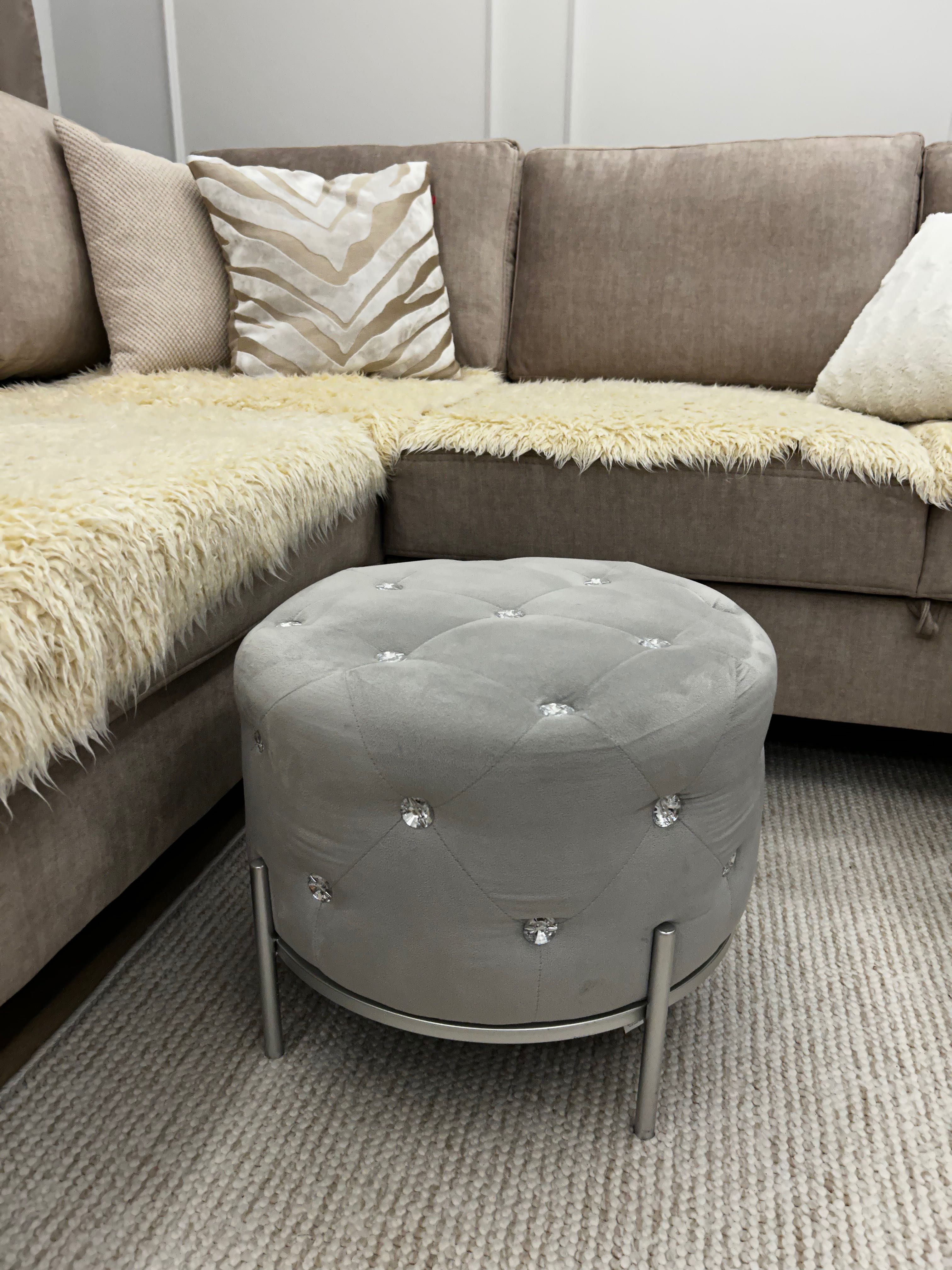 Piękna pufa glamour z kryształkami Home&you