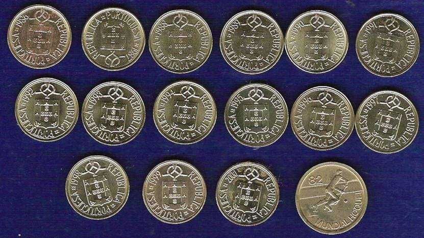Lote moedas Portugal de 1$00 latão níquel 1981 a 2001