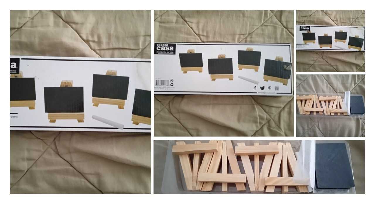 Conjunto 4 mini  cavaletes com ardósia ESPAÇO CASA 

Pronta a usar,

T
