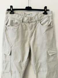Spodnie męskie jeansowe baggy cargo ecru Bershka 44 na 180 wzrostu