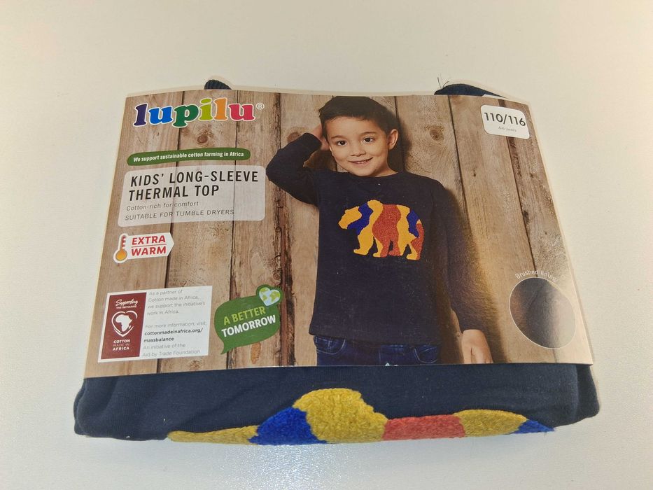 A215 Lupilu Bluzka Termiczna Dziecięca Długi Rękaw Miś 110/116