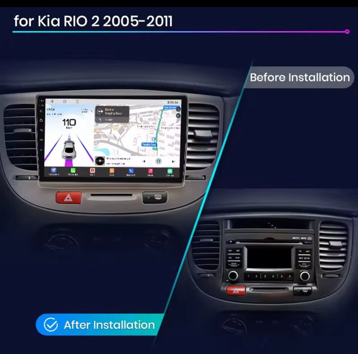 Rádio Android Kia Rio 2005 a 2011 CARPLAY WIFI GPS 2/32GB BT novo