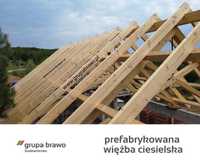Prefabrykowana więźba ciesielska, drewno, tartak, konstrukcje dachowe