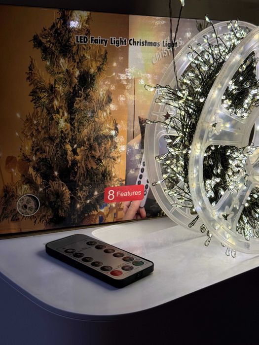 Новорічна гірлянда на ялинку. Мішура хвойна лапа. Зелений кабель 50м