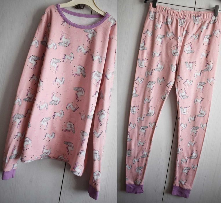 Dwuczęściowa piżama 152 158 bawełniana komplet bluza spodnie ciepła