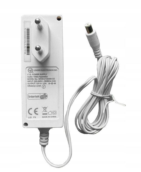 Zasilacz 12V 2.5A Wtyk 6mm x 2,5mm LEI MH30 C5 Biały