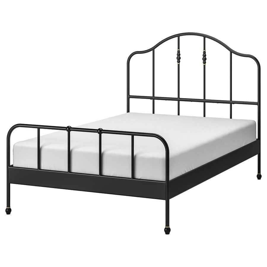 Estrutura de cama casal, preto - IKEA SAGSTUA Luröy, 140x200 cm