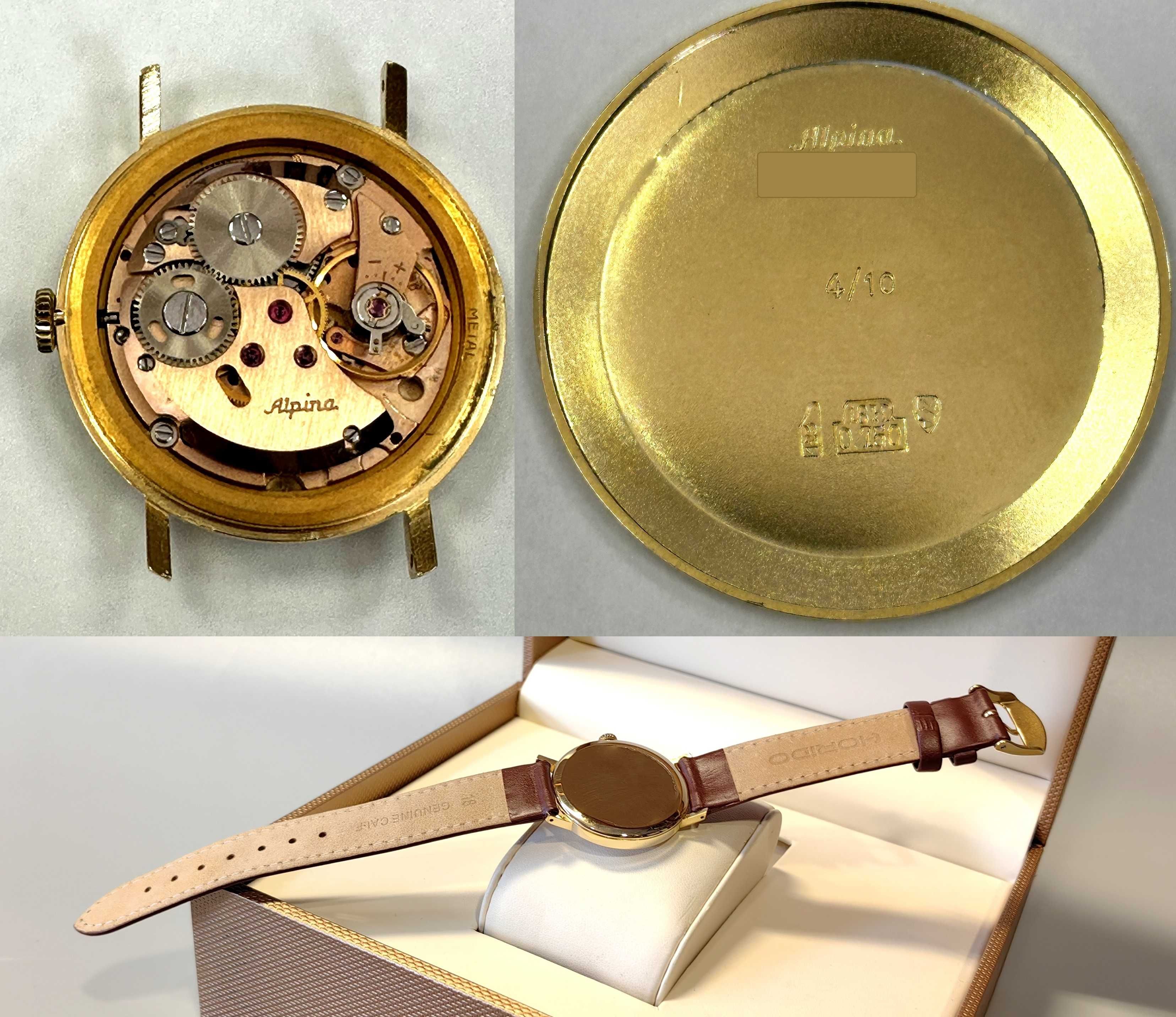 Złoty Zegarek ALPINA Vintage Mechaniczny próba 750 18K Swiss Rzadki !!