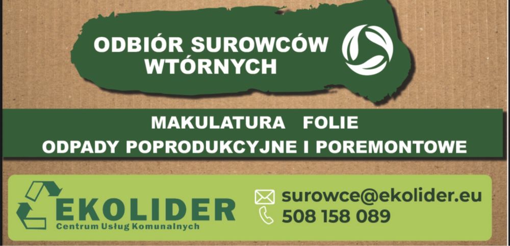 Odbiór odpadów makulatury, folii, tworzyw sztucznych / przemysłowych