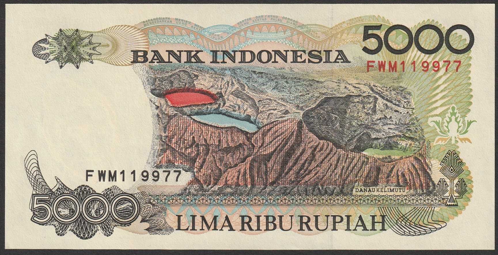 Indonezja 5000 rupiah 1992 - stan bankowy UNC