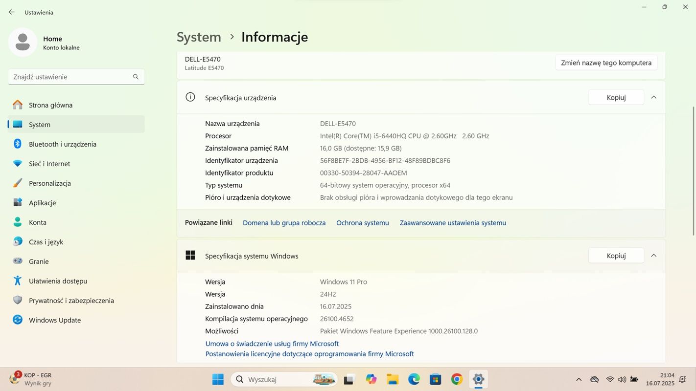 Laptop Dell Latitude E5470. i5-6440HQ / 1000 GB SSD / 16GB/ FHD