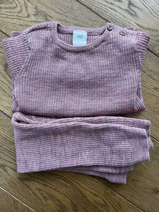 Komplet Wełna Merino HM rozmiar 74 sweterek i spodnie