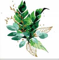 obraz do malowania po numerach 40x50 zielone rośliny liściaste