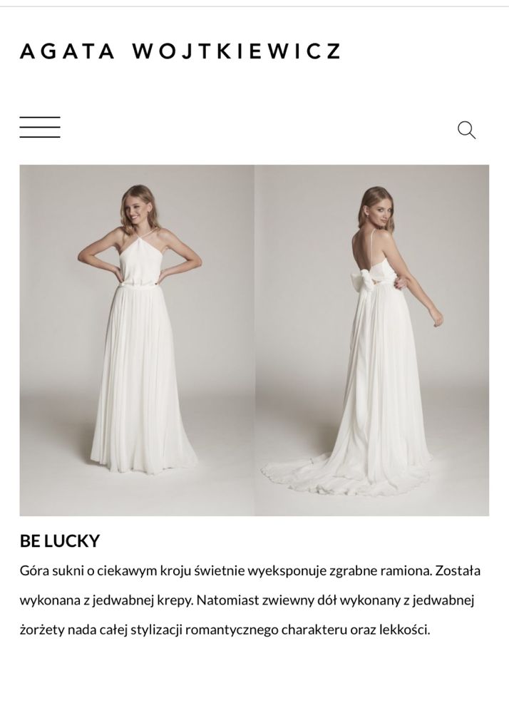 Suknia ślubna Agata Wojtkiewcz Be Lucky 164 cm