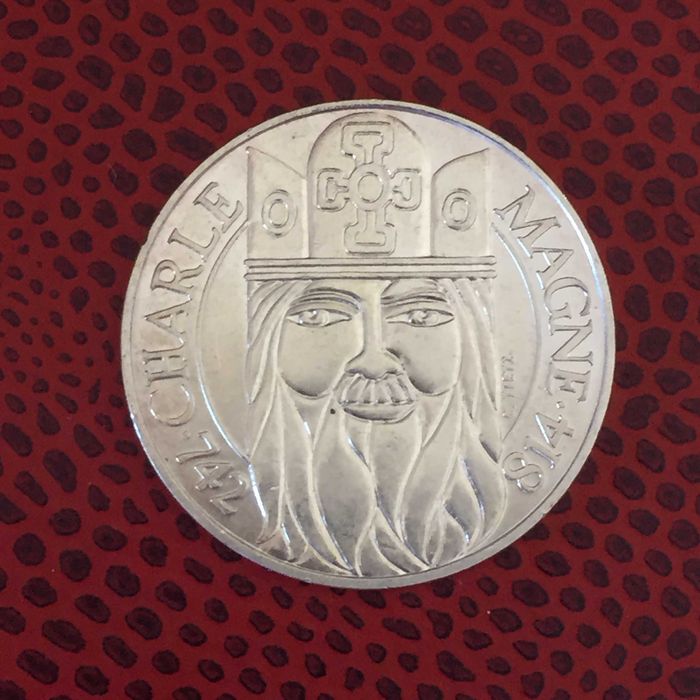 França 100 Francos 1990 CARLOS MAGNO - prata