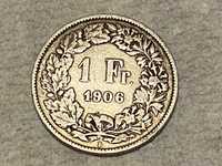 Srebrna moneta   Szwajcarja 1908   1 FR