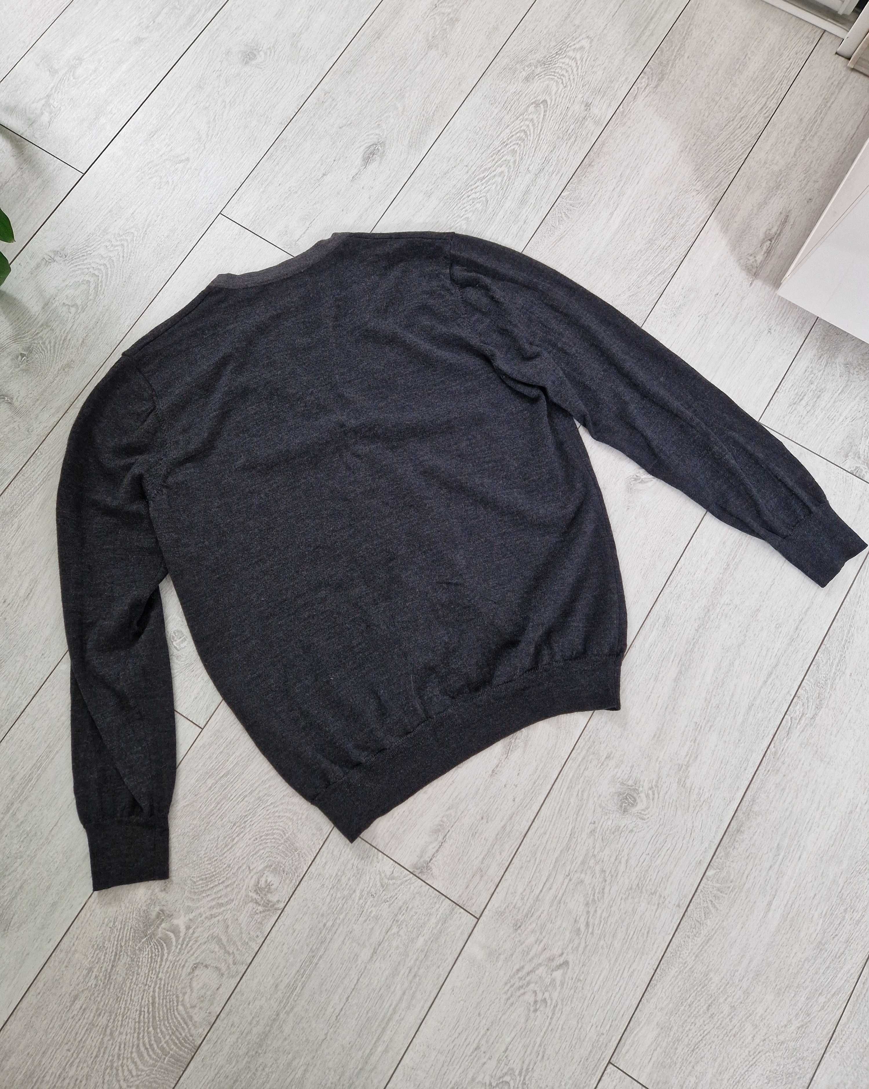 Marks&spencer ciemnoszary wełniany kardigan 100% wełna merino L