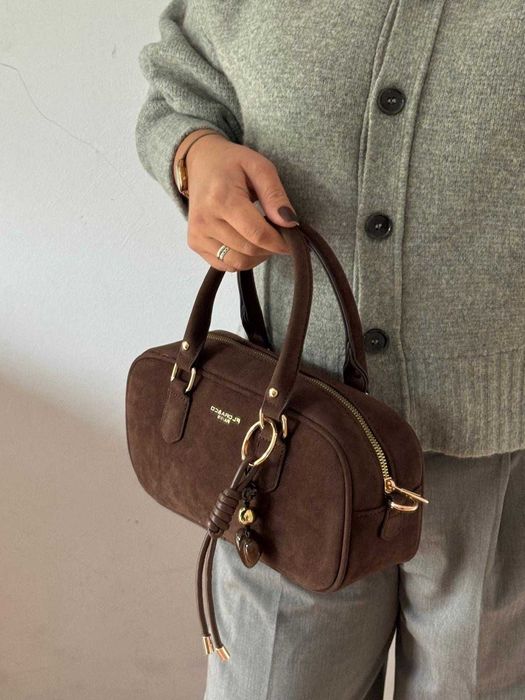 Torebka listonoszka Flora&Co zamszowa zamsz Eco czekoladowa brązowa