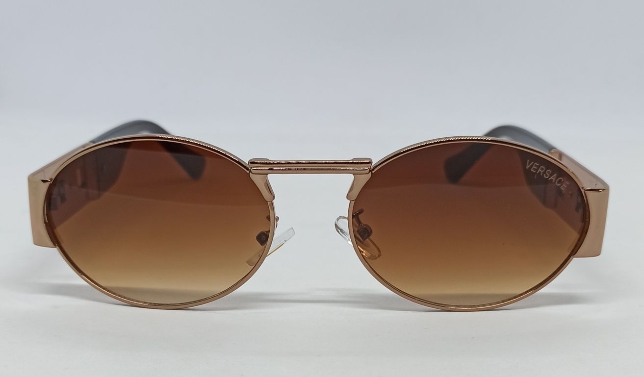Versace брендовые очки унисекс  коричневые в золотой металл оправе