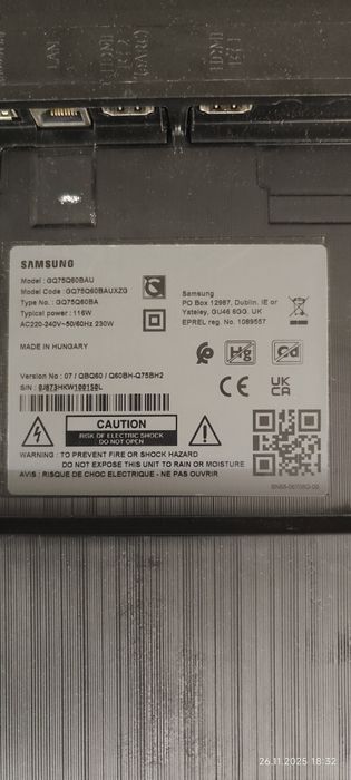 Телевізор з пошкодженим монітором   75 samsung на запчастни