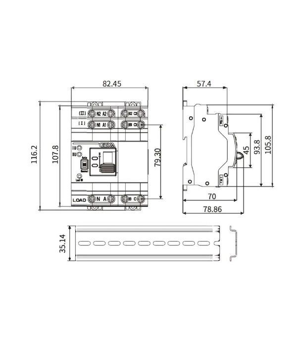 Автоматичний перемикач живлення GEYA G2R - 63А 2п (АВР) 1-фазний