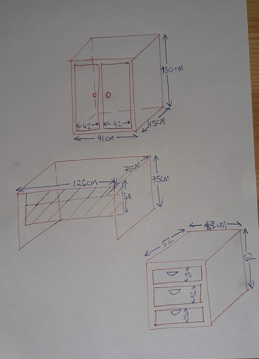 Conjunto Mesa, Armario, Modulo Gavetas [escritorio]