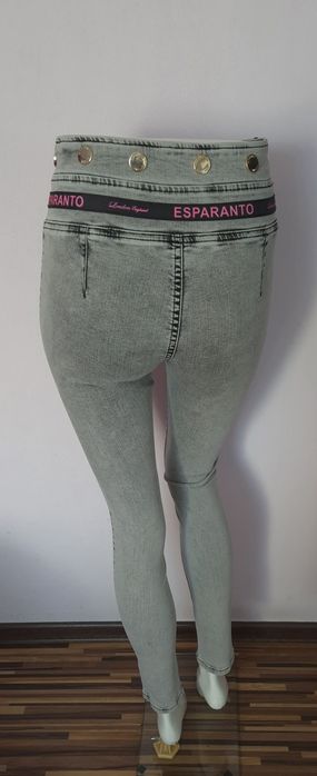 Spodnie rurki skinny Esperanto szare róż zamek 26/S