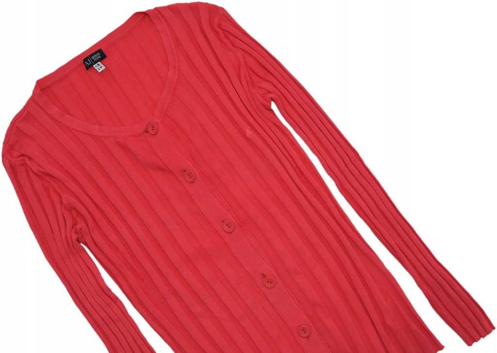 ARMANI JEANS efektowny sweter damski prążek róż 40
