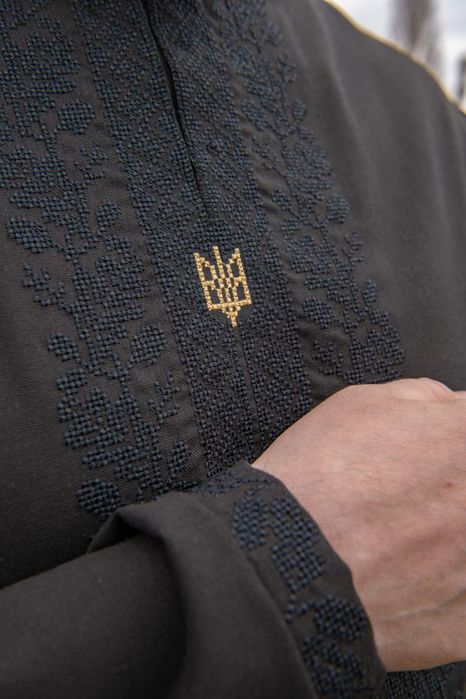 44-64 р Чоловіча вишиванка сорочка чорна 48 50 52 56 60 M L XL XXL 3XL