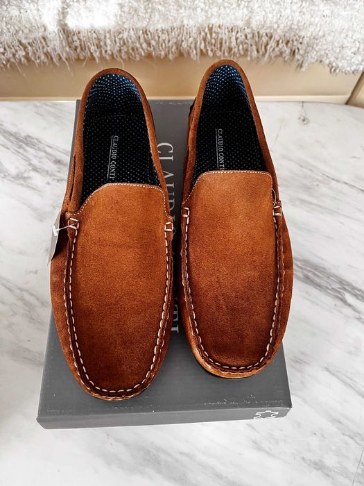 Claudio Conti – mokasyny męskie zamszowe, nowe romz. 44