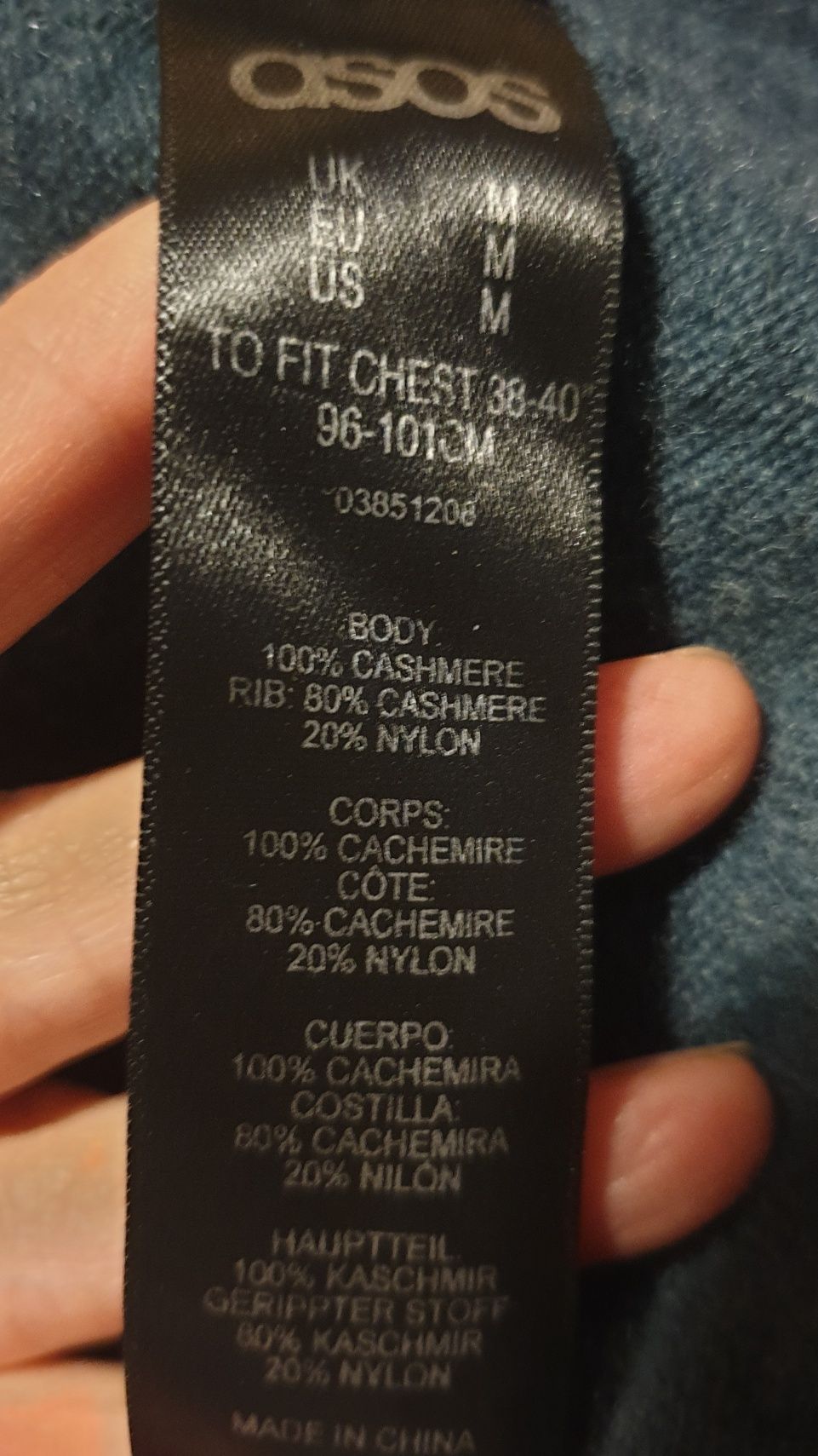 Asos _ sweterek 100 % Cashmere butelkowa zieleń M