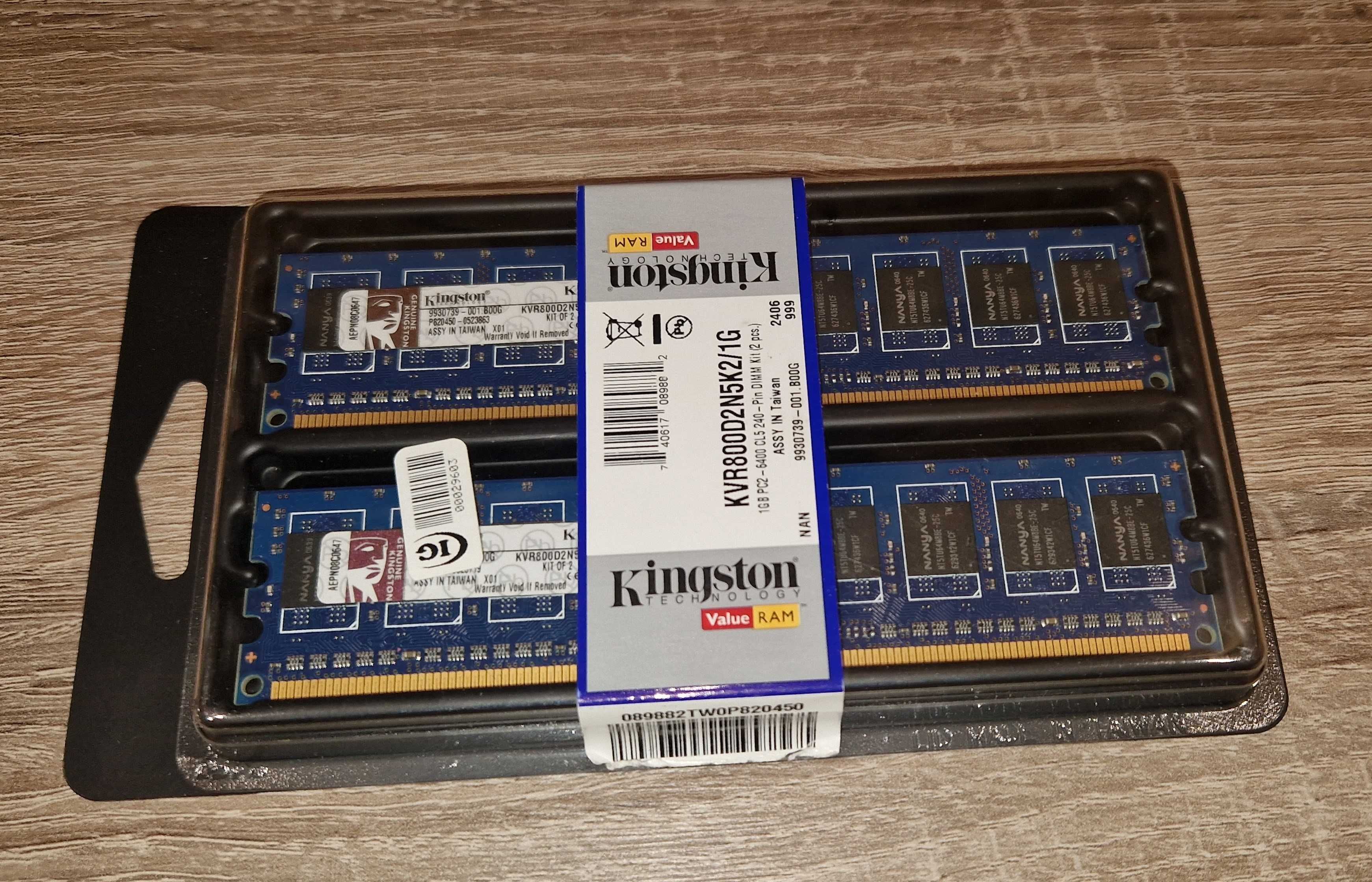 Pamięć Ram Kingston Kvr800d2n5k2/2g 1gb 800mhz