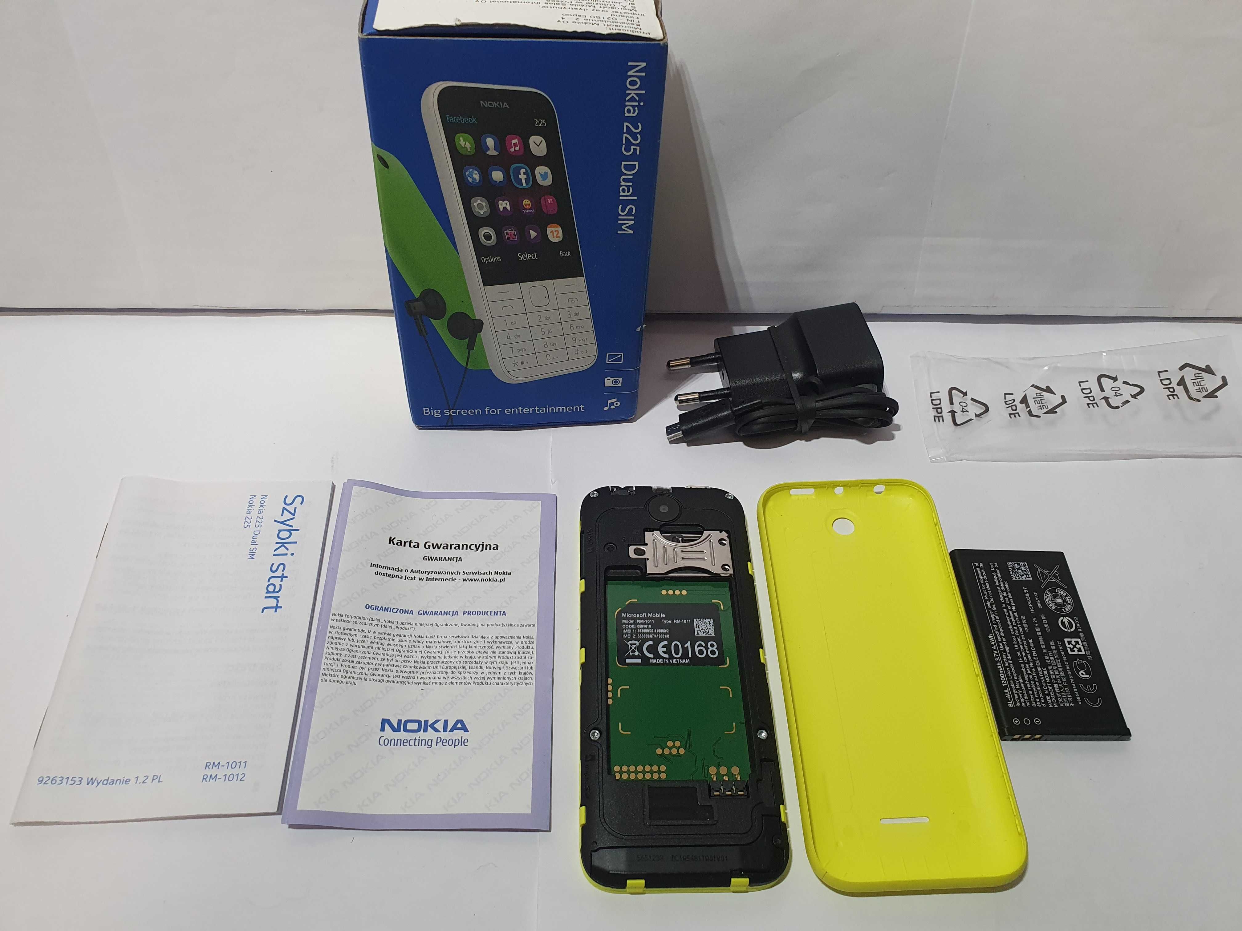 Nokia 225 DS telefon Nowy Dual Sim duos oryginalna żólta