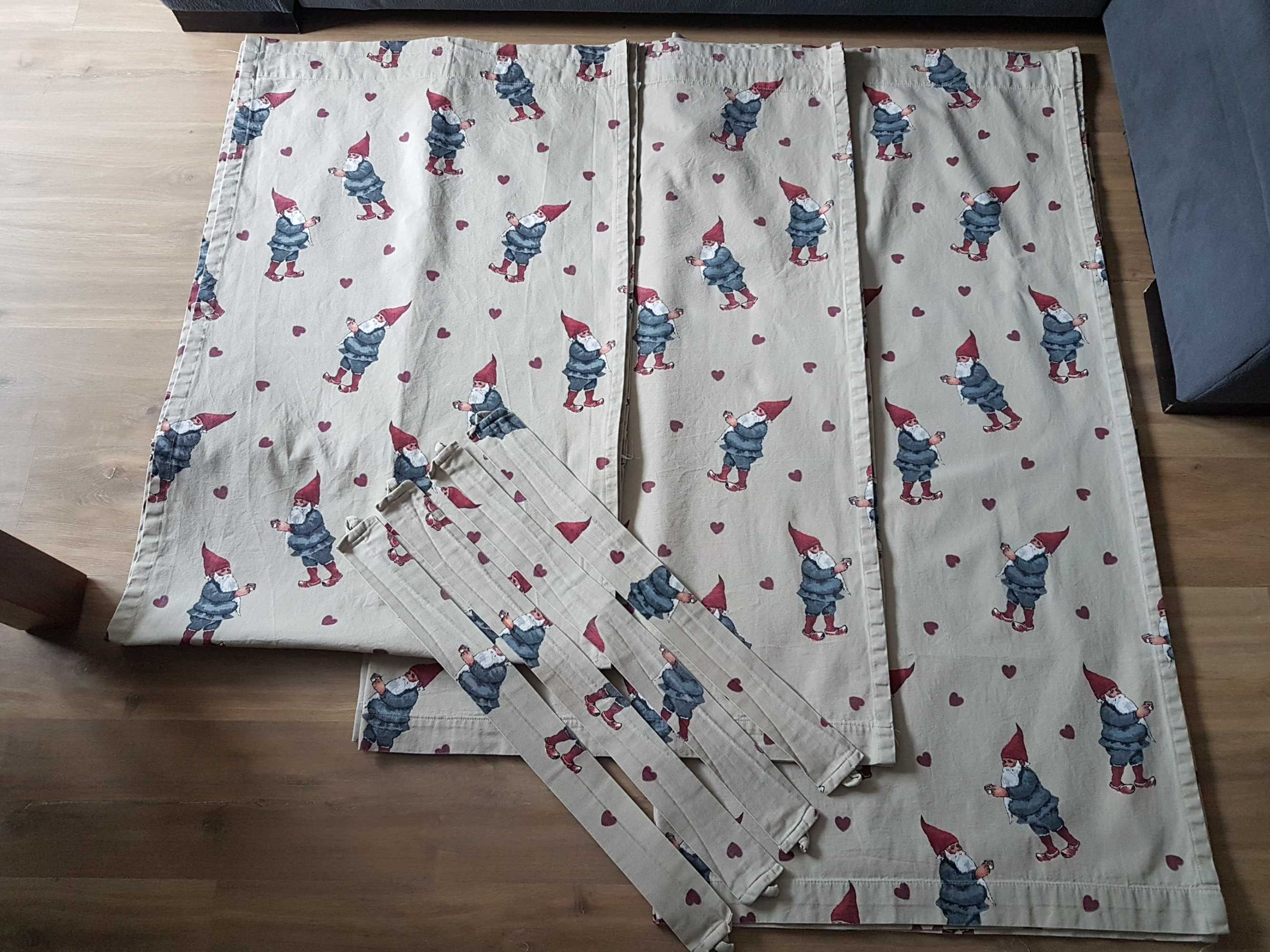 Beżowe bawełniane zasłony panelowe SkrzatySerca 66x206/136x115/137x136