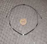 Choker naszyjnik regulowany czarny turmalin i serduszko handmade