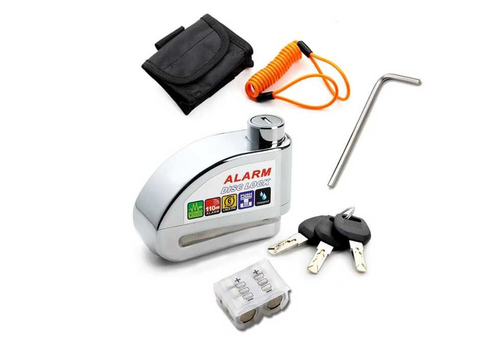 Замок на тормозной диск с сигнализацией и тросом напоминания ЯКІСТЬ