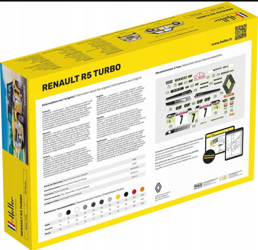 Samochód Renault R5 Turbo model 1:24 Heller 80717