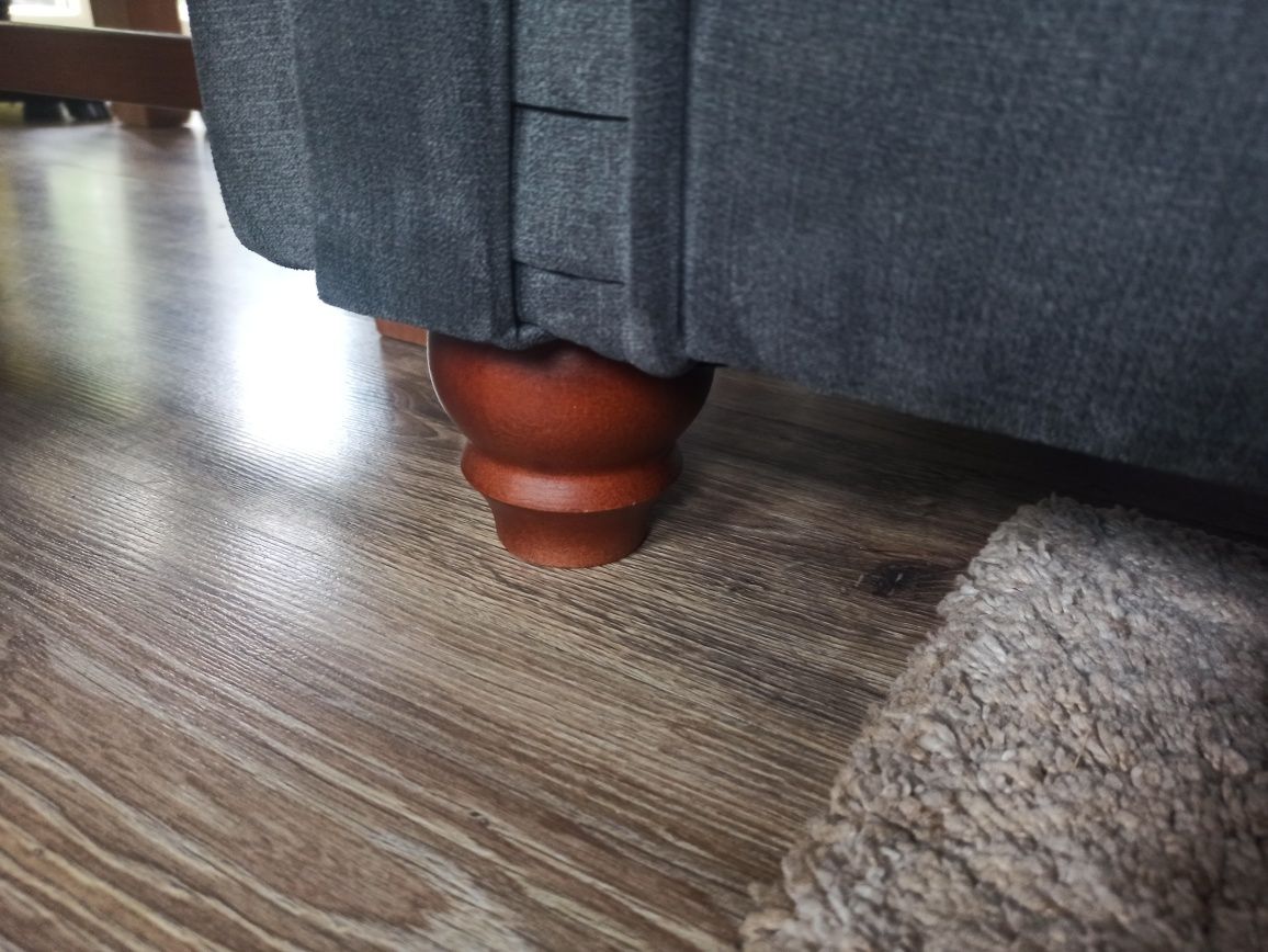 Sofa typu Chesterfield pikowana szara solidna duża 210cm