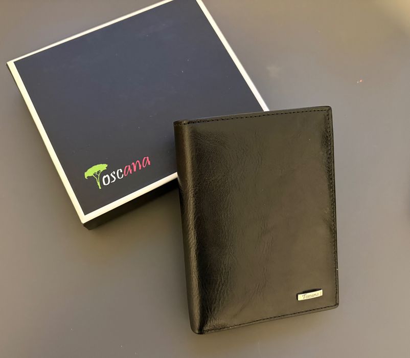 Portfel męski skóra naturalna czarny gładki pojemny