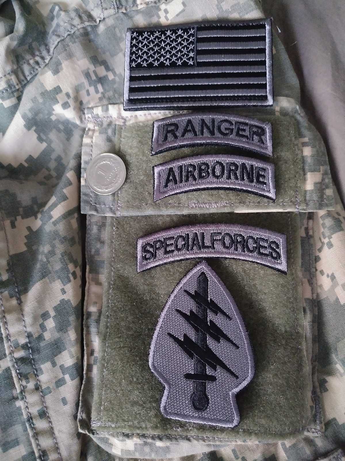 Pakiet 5 naszywek Special Forces Airborne Ranger i flaga wzór UCP rzep