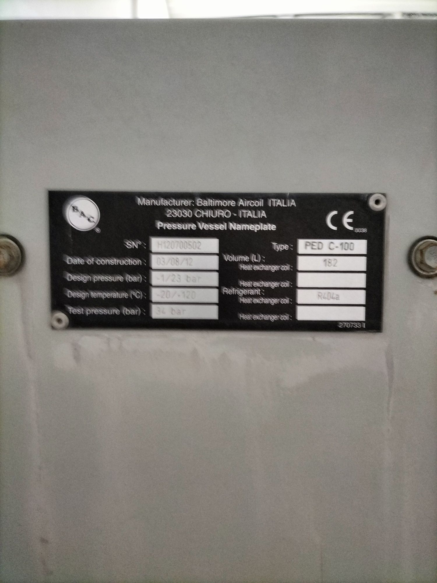Condensador a água Bac