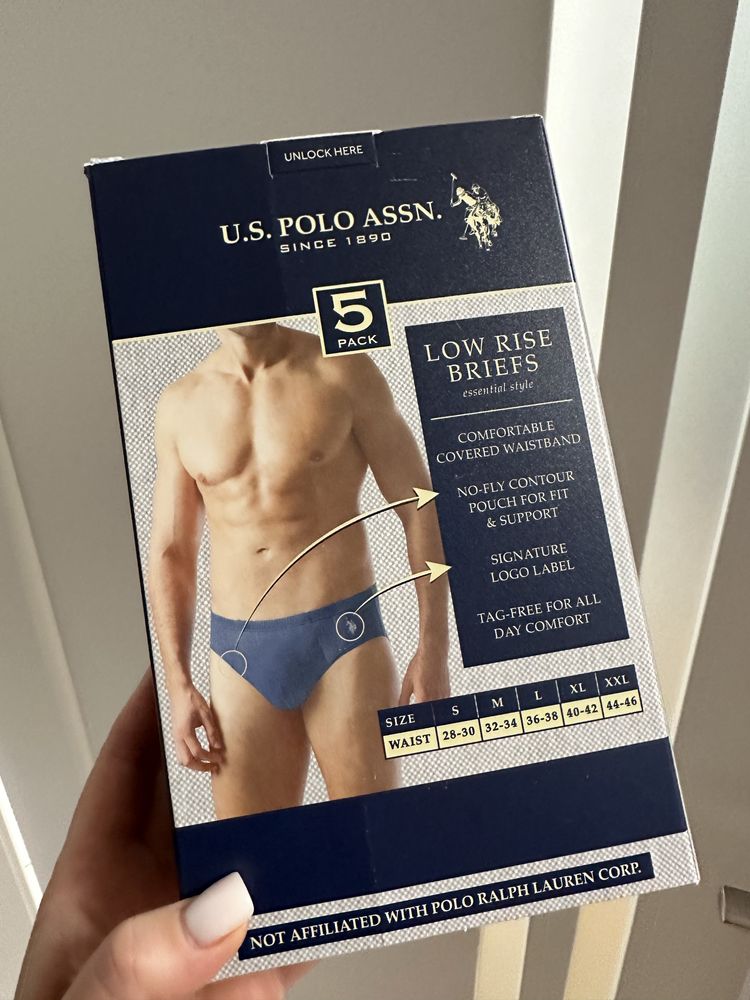 Набір чоловічих плавок комплект трусів 5 шт us polo assn l xl л хл