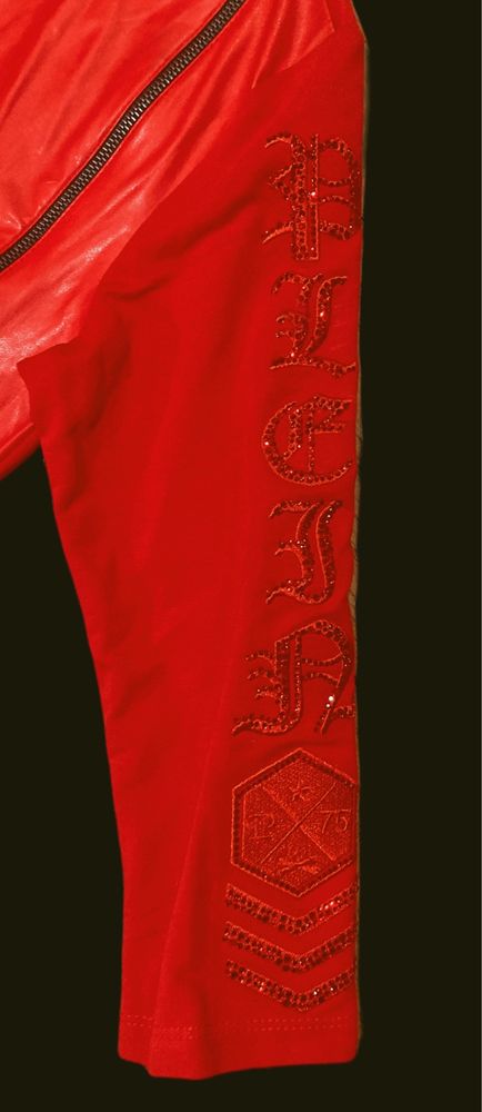 Pasha Plein bluzka tunika eko-skóra rozsuwana żyletka kryształki
