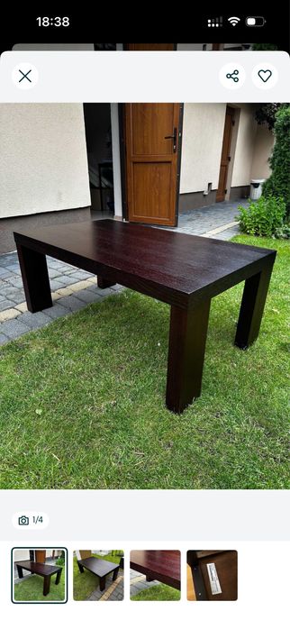 Komplet mebli z litego drewna - 2 regaly, ława, szafka i półka