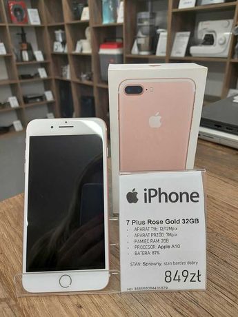 Smartfon Telefon Apple iPhone 7 Plus Rose Gold 32GB stan bdb gwarancja